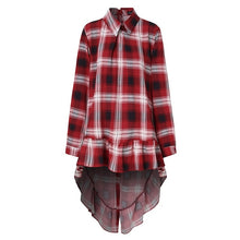 Load image into Gallery viewer, Celmia Women Asymmetrical Tops 2021 Fashion Solid Back Buttons Ruffles Shirts Long Sleeve Lapel Casual Blouses Ladies Blusas 5XL