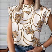 Load image into Gallery viewer, Women Elegant Lips Print blouse shirts 2020 Summer Casual Stand Neck Pullovers tops Ladies Fashion cute Eye Short Sleeve Blusa
